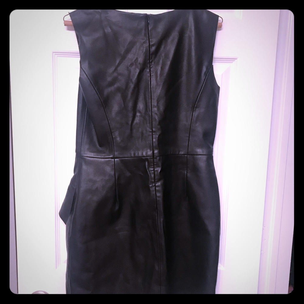 Black Faux Leather Peplum Dress